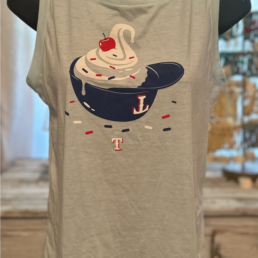 Texas Ranger Ice Cream Tank Top - Light Gray NWT